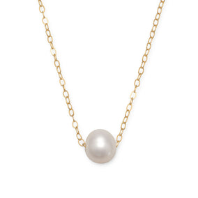 16" + 2" Gold Filled Floating Cultured Freshwater Pearl Necklace