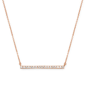 14 Karat Rose Gold Plated CZ Bar Necklace