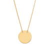 14 Karat Gold Plated Polished Round Engravable Disk Necklace