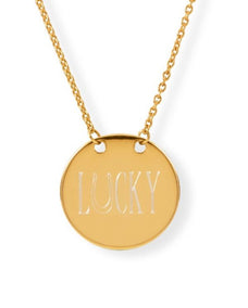 14 Karat Gold Plated Polished Round Engravable Disk Necklace
