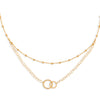 16" 14 Karat Gold Plated Multistrand Beaded Necklace with Circle Link