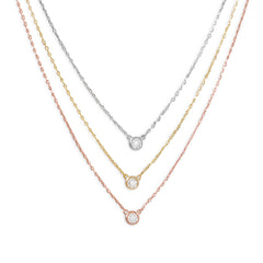 Graduated Tri Tone Necklace with CZs