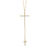 14 Karat Gold Plated Necklace with Double CZ Cross Drop