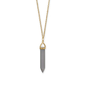 14 Karat Gold Plated Spike Pencil Cut Gray Moonstone Necklace