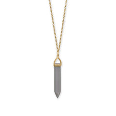 14 Karat Gold Plated Spike Pencil Cut Gray Moonstone Necklace