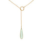 14 Karat Gold Plated Lariat Necklace with Chalcedony Drop