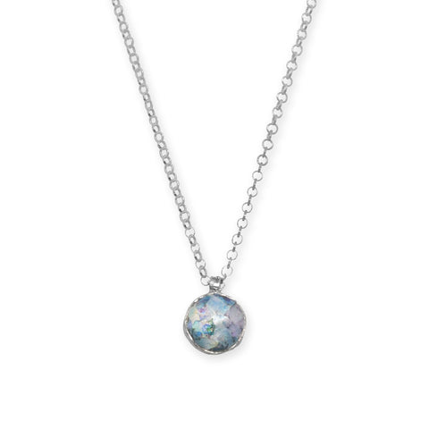 Reversible Ancient Roman Glass and Flower Design Necklace
