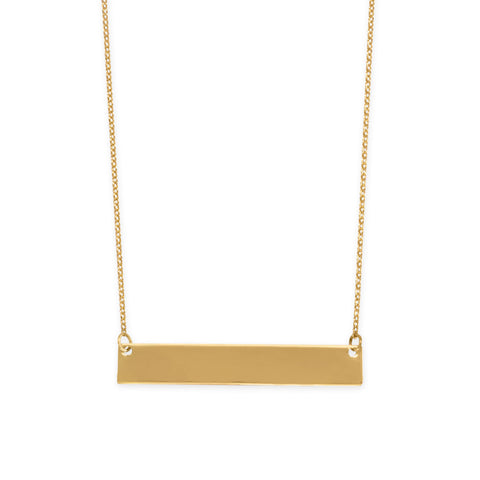 14 Karat Gold Plated Engravable Bar Necklace