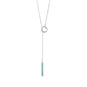 Rhodium Plated Nano Turquoise CZ Drop Lariat Necklace