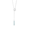 Rhodium Plated Nano Turquoise CZ Drop Lariat Necklace
