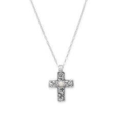 Reversible Cross Charm with Cultured Freshwater Pearl Necklace