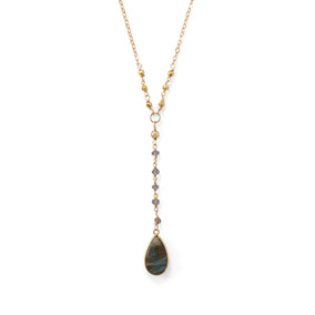 14 Karat Gold Plated Labradorite Drop Necklace