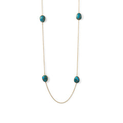 14 Karat Gold Plated Turquoise Stone Endless Necklace