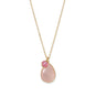 14 Karat Gold Rose Quartz and Pink Glass Necklace