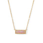 14 Karat Gold Plated Mini Synthetic Pink Opal Bar Necklace