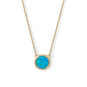 14 Karat Gold Plated Mini Synthetic Blue Opal Necklace