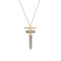 14 Karat Gold Plated Pencil Cut Gray Moonstone Drop Necklace