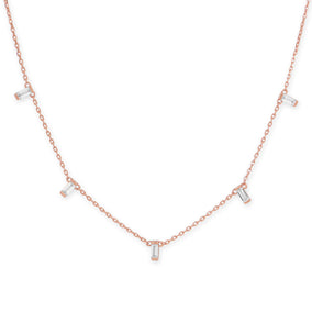 14 Karat Rose Gold Plated Dangling CZ Necklace