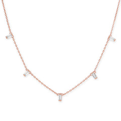 14 Karat Rose Gold Plated Dangling CZ Necklace
