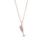 14 Karat Rose Gold Plated CZ Champagne Glass Charm Necklace