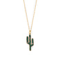 14 Karat Gold Plated CZ Saguaro Cactus Charm Necklace