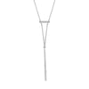 Rhodium Plated Bar Necklace with Y Drop