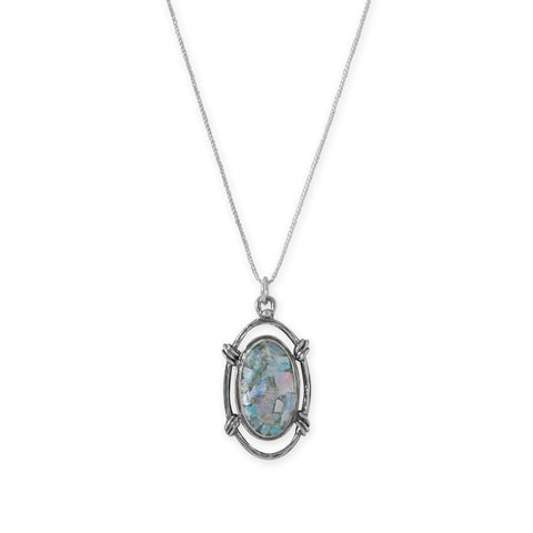 Oxidized Rope Design Ancient Roman Glass Necklace