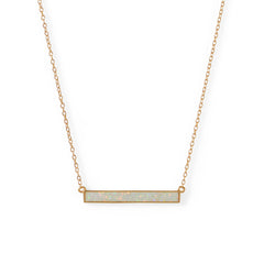 14 Karat Gold Plated Synthetic White Opal Bar Necklace
