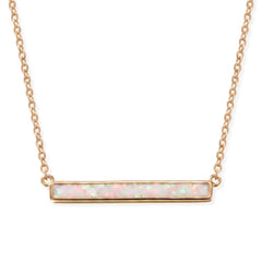 14 Karat Gold Plated Synthetic White Opal Bar Necklace