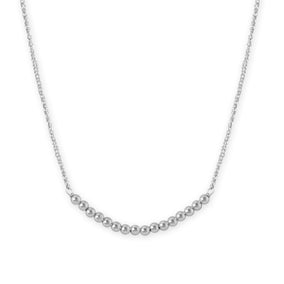 Rhodium Plated 2mm Bead Bar Necklace