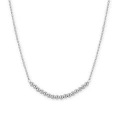 Rhodium Plated 2mm Bead Bar Necklace