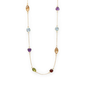 Multi Stone Madness! 25" 14 Karat Gold Plated Multi Stone Necklace
