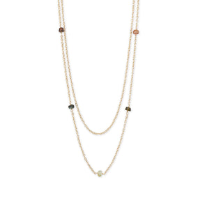 Two Strand 14 Karat Gold Plated Tourmaline Necklace