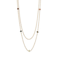Two Strand 14 Karat Gold Plated Tourmaline Necklace