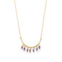 14 Karat Gold Plated Curved Bar Amethyst Drop Necklace
