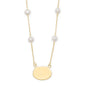 16" Gold Plated Engravable Necklace with White Cultured Freshwater Pearls