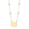 16" Gold Plated Engravable Necklace with White Cultured Freshwater Pearls
