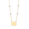 16" Gold Plated Engravable Necklace with White Cultured Freshwater Pearls