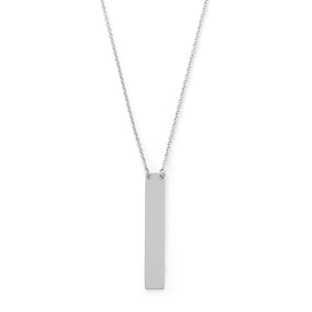 16" + 2" Sterling Silver Vertical Bar Drop Necklace
