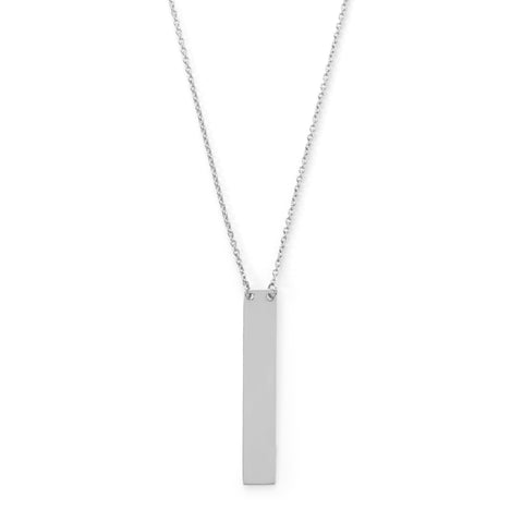 16" + 2" Sterling Silver Vertical Bar Drop Necklace