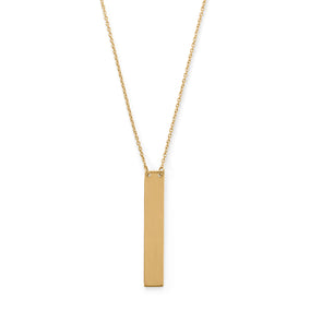 16" + 2" 14 Karat Gold Plated Vertical Bar Drop Necklace
