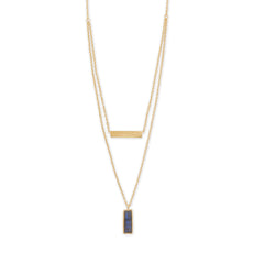 14 Karat Gold Plated Labradorite Double Strand Bar Necklace