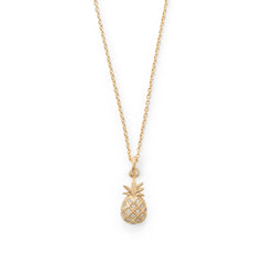 Sweetness! CZ Pineapple Gold Plated Necklace