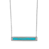 16"+2 Rhodium Plated Turquoise Bar Necklace