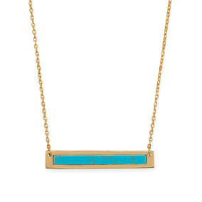 16"+2" 14 Karat Gold Plated Turquoise Bar Necklace