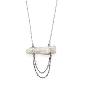 16"+2 Cultured Freshwater Pearl Two Chain Drop Necklace