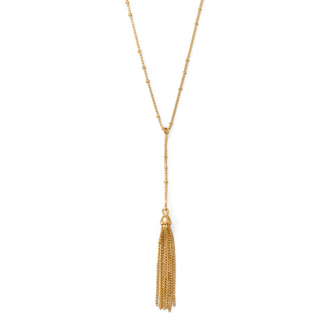 Darling Drop! 18"+2 14 Karat Gold Plated Tassel Necklace