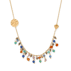 16.5"+2 14 Karat Gold Plated Multi-Stone Necklace