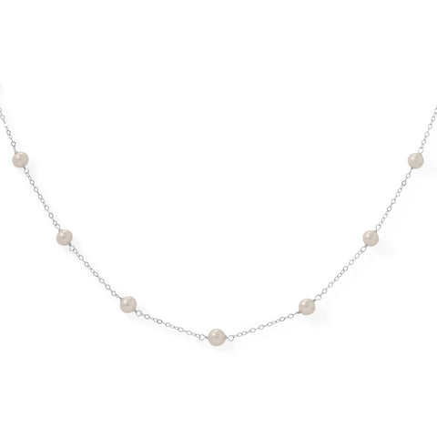 16" Sterling Silver 9 Cultured Freshwater Pearl Necklace