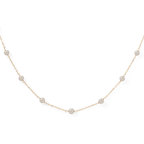 16" Gold Filled 9 Cultured Freshwater Pearl Necklace